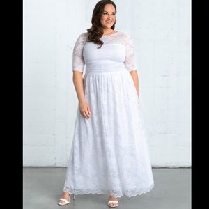 NWT Kiyonna Bridal lace illusion wedding dress color white size 1x (14-16)